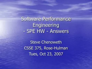 Software Performance Engineering - SPE HW - Answers