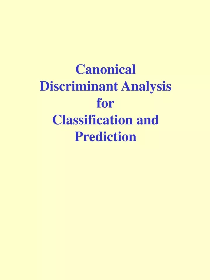 canonical discriminant analysis