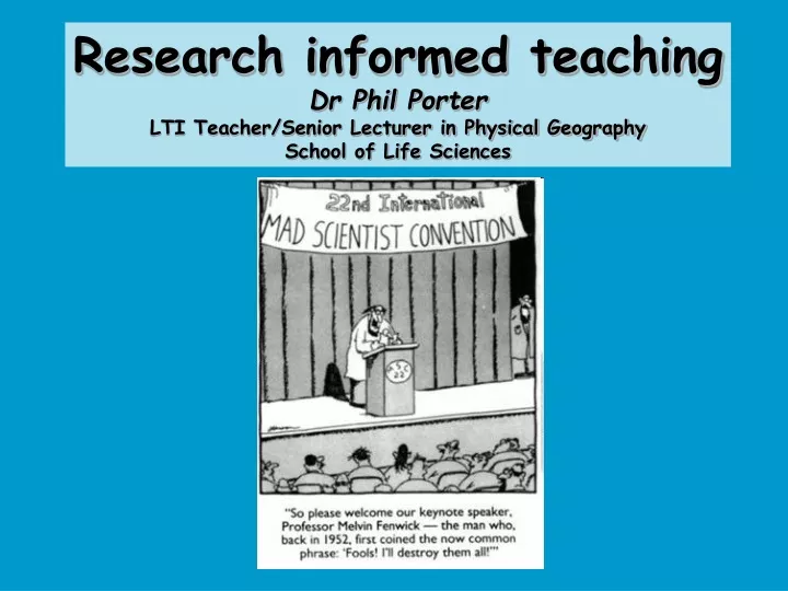 research informed teaching dr phil porter
