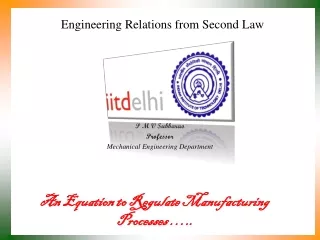 Engineering Relations from Second Law