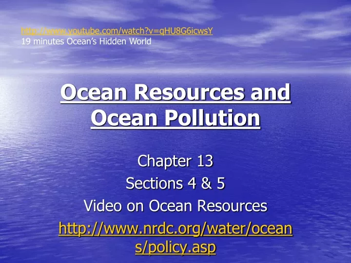 ocean resources and ocean pollution