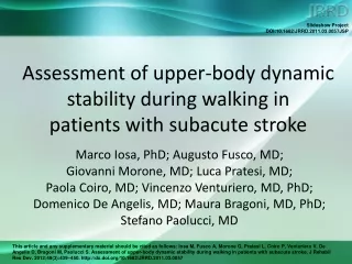 Assessment of upper-body dynamic stability during walking in  patients with subacute stroke