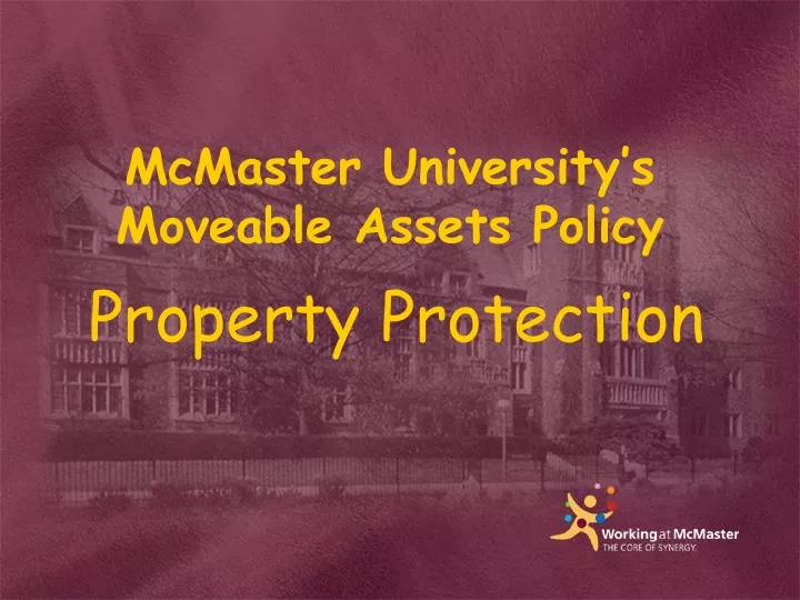 mcmaster university s moveable assets policy