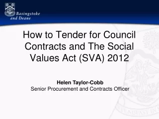 How to Tender for Council Contracts and The Social Values Act (SVA) 2012