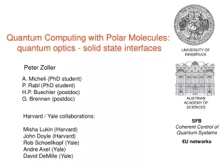 Quantum Computing with Polar Molecules:  quantum optics - solid state interfaces