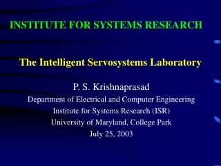 The Intelligent Servosystems Laboratory