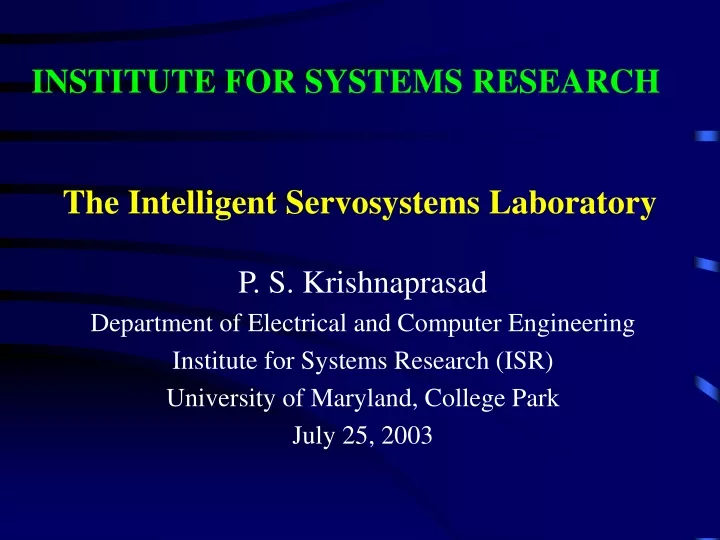 the intelligent servosystems laboratory