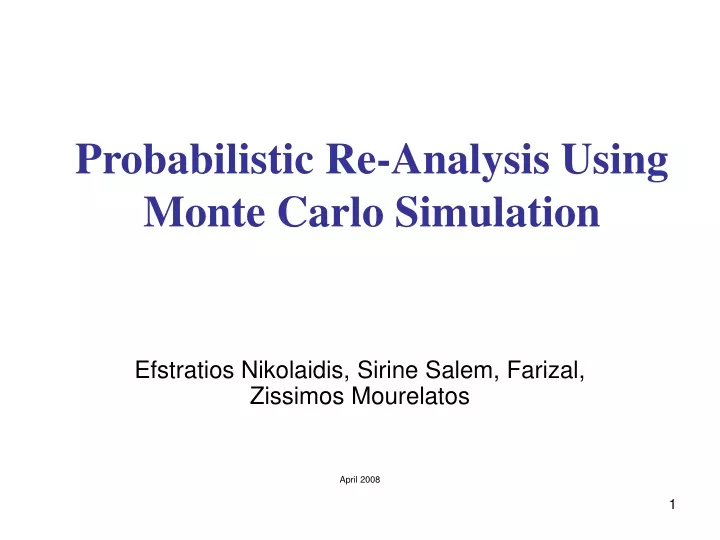 probabilistic re analysis using monte carlo simulation