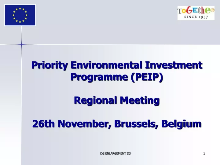 priority environmental investment programme peip regional meeting 26th november brussels belgium