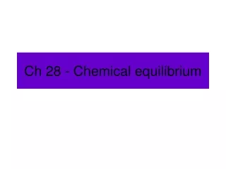Ch 28 - Chemical equilibrium