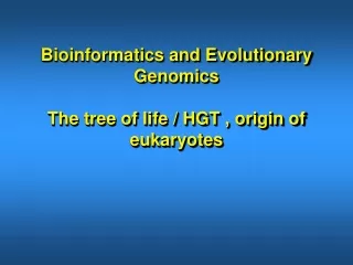 Bioinformatics and Evolutionary Genomics The tree of life / HGT , origin of eukaryotes