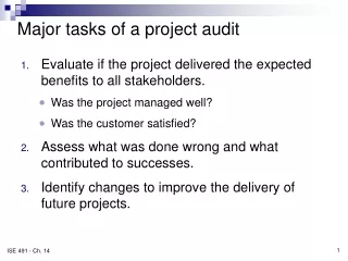 Major tasks of a project audit
