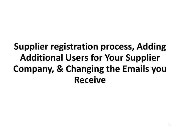supplier registration process adding additional
