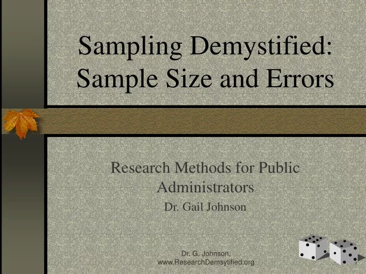 sampling demystified sample size and errors