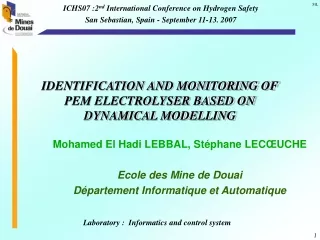 IDENTIFICATION AND MONITORING OF PEM ELECTROLYSER BASED ON DYNAMICAL MODELLING