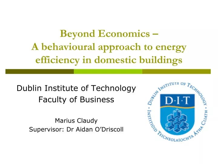 beyond economics a behavioural approach to energy efficiency in domestic buildings