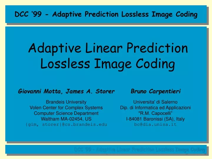 adaptive linear prediction lossless image coding