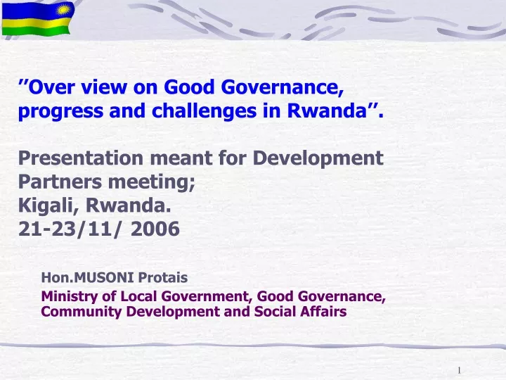 over view on good governance progress