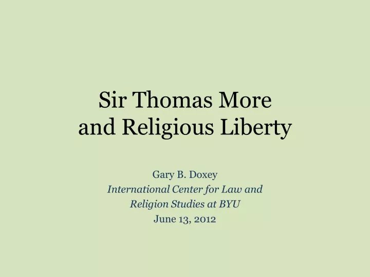 sir thomas more and religious liberty