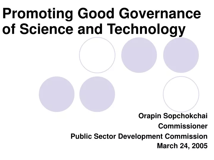 promoting good governance of science and technology