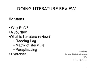 DOING LITERATURE REVIEW