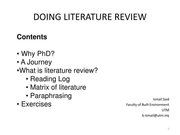 doing literature review