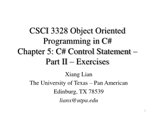 Xiang Lian The University of Texas – Pan American Edinburg, TX 78539 lianx@utpa