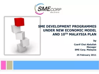 SME DEVELOPMENT PROGRAMMES UNDER NEW ECONOMIC MODEL  AND 10 TH  MALAYSIA PLAN by