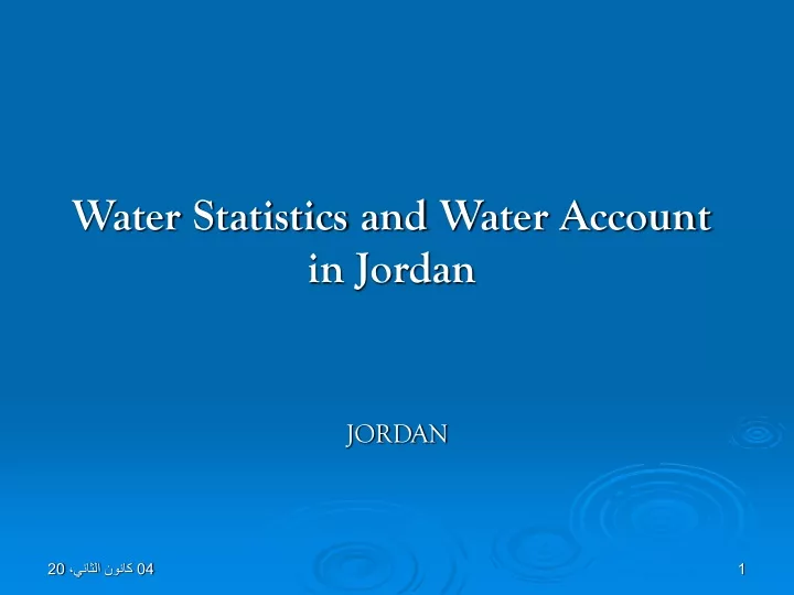 water statistics and water account in jordan