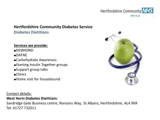 Hertfordshire Community Diabetes Service Diabetes Dietitians