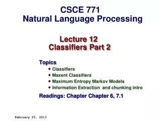 Lecture 12  Classifiers Part 2