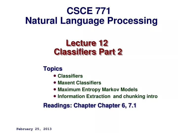 lecture 12 classifiers part 2