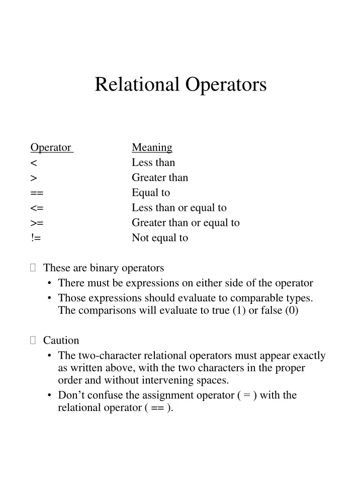 relational operators