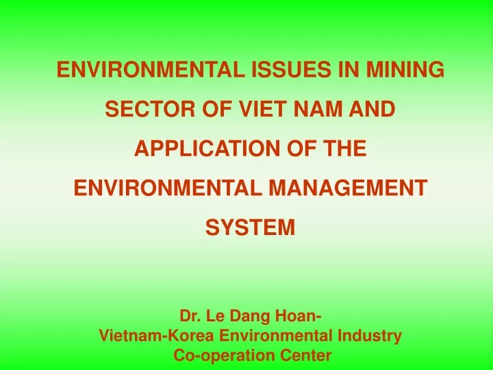environmental issues in mining sector of viet