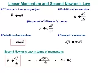 Linear Momentum and Second Newton’s Law
