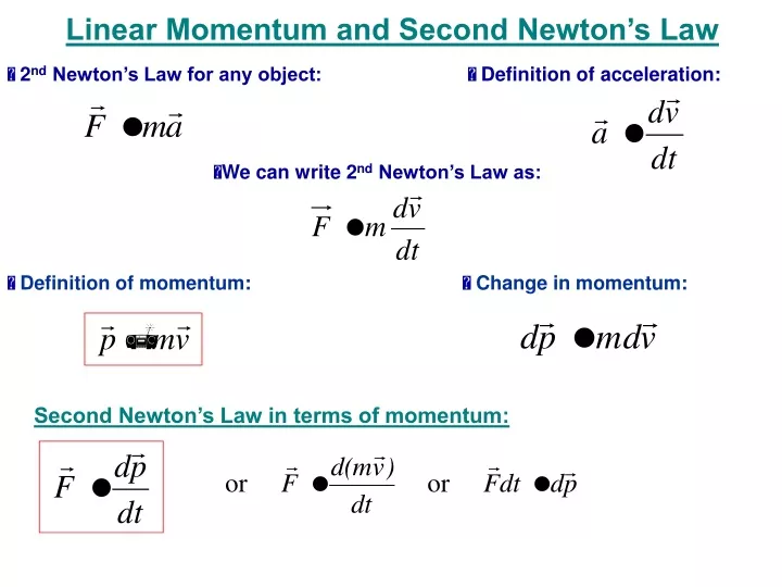 linear momentum and second newton s law