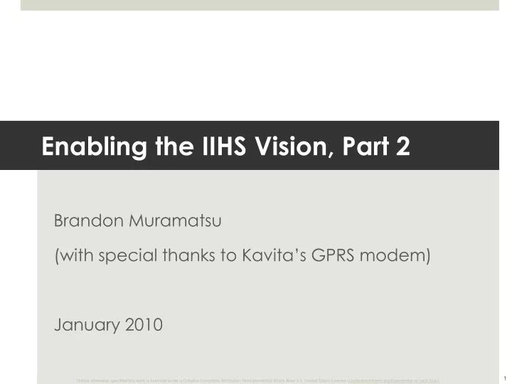 enabling the iihs vision part 2