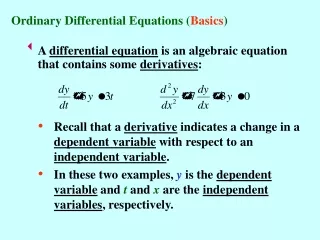 Ordinary Differential Equations ( Basics )