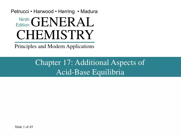 chapter 17 additional aspects of acid base equilibria