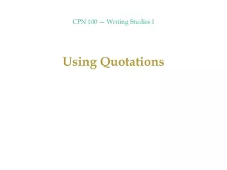 CPN 100 — Writing Studies I