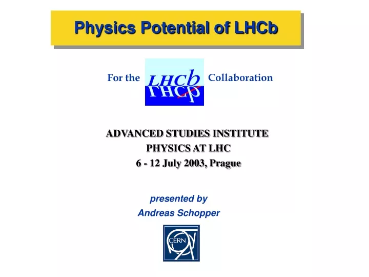 physics potential of lhcb