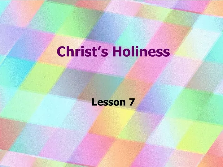 christ s holiness