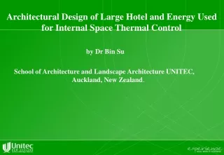 Architectural Design of Large Hotel and Energy Used for Internal Space Thermal Control