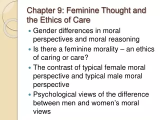 Chapter 9: Feminine Thought and the Ethics of Care