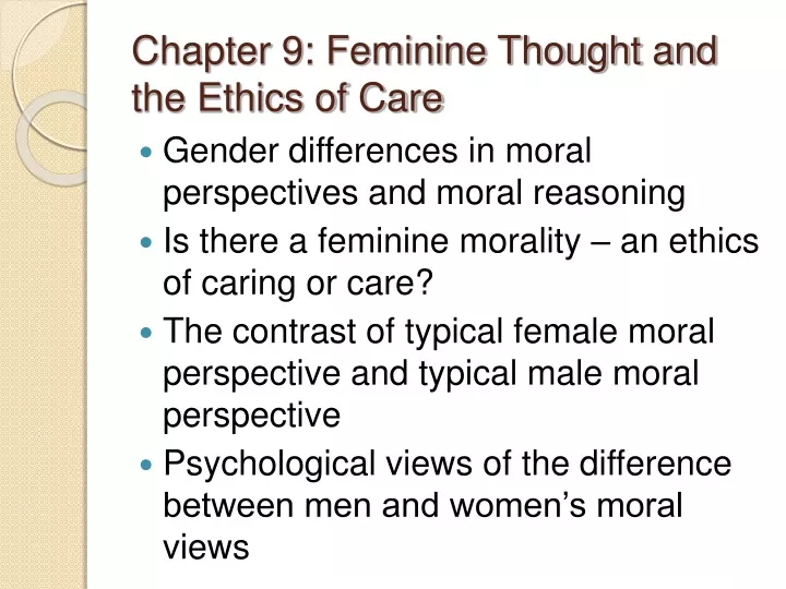 chapter 9 feminine thought and the ethics of care