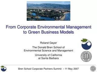 Roland Geyer The Donald Bren School of Environmental Science and Management