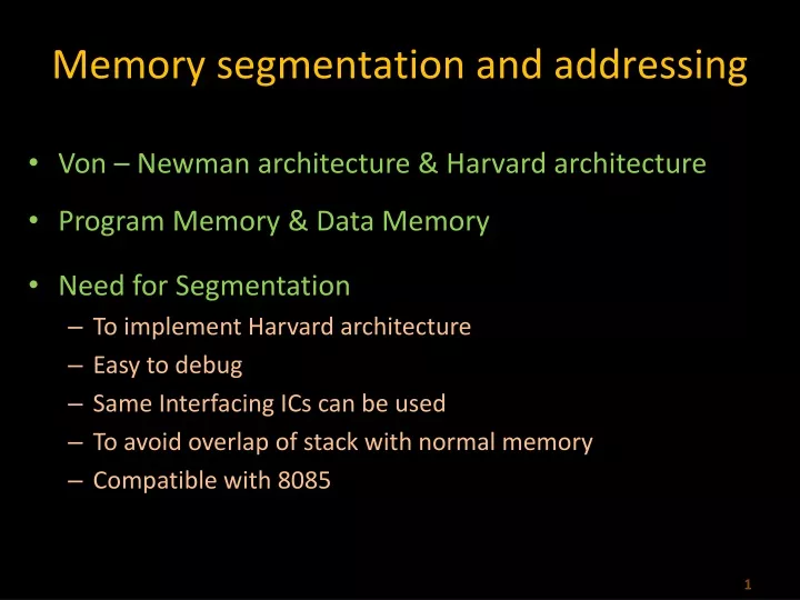 memory segmentation and addressing
