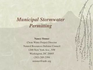 Municipal Stormwater Permitting