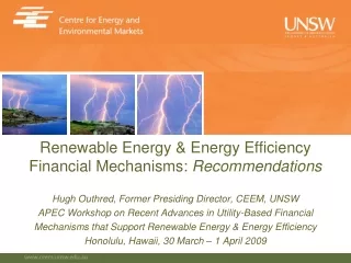 Renewable Energy &amp; Energy Efficiency Financial Mechanisms:  Recommendations