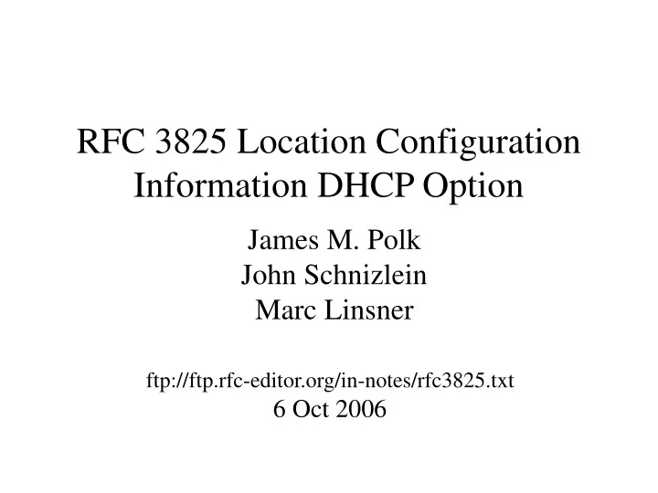 rfc 3825 location configuration information dhcp option